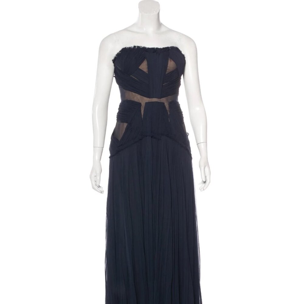 J. Mendel Blue Silk Strapless Gown